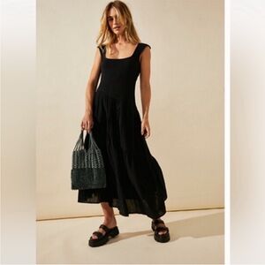 Free People Black Traveler Midi Dress
